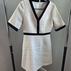 Gal Meets Glam Chic White and Black Tweed Dress